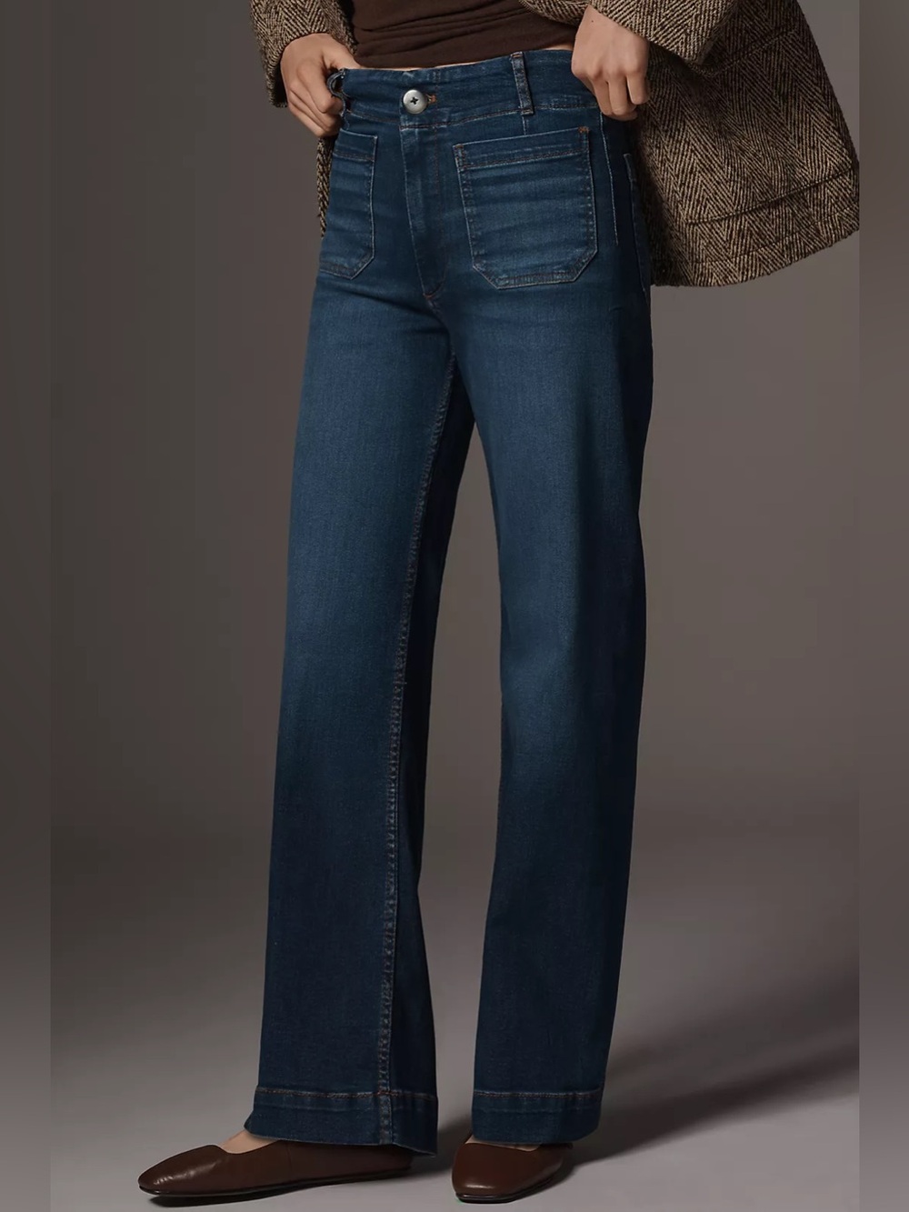 Maeve Colette High Rise Wide Leg Full Length Jeans Blue Size 26